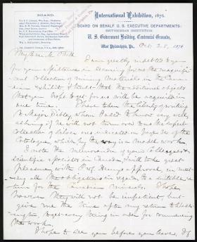 Letter from Spencer Baird to Charles Bell
