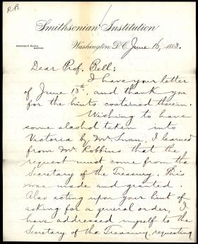 Letter from Spencer Baird to Robert Bell