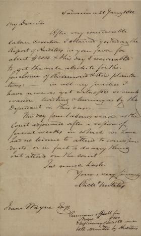 Letter to Isaac Wayne from Unknown Author