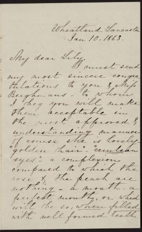 Letter from Harriet Lane to Lily Macalester