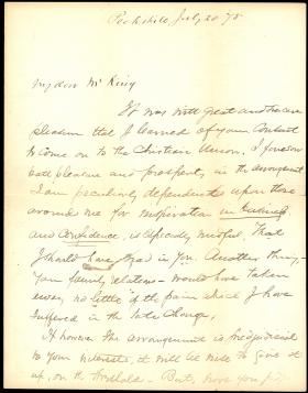 Letter from Henry Beecher to Horatio Collins King