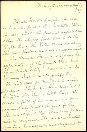 Letter from Susan Howard to Horatio Collins King