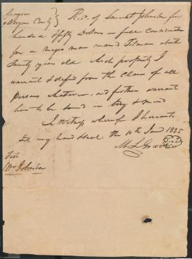 Bill of Sale from M. L. Graves to Lancelot Johnston