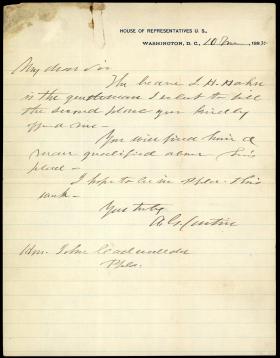Letter from Andrew Curtin to John Cadwalader