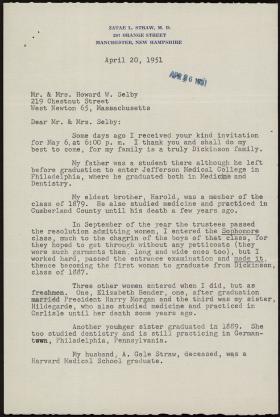 Letter from Zatae Longsdorff Straw to Mr. and Mrs. Howard Selby