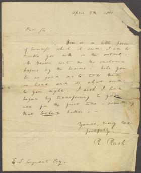 Letter from Richard Rush to E. Sergeant