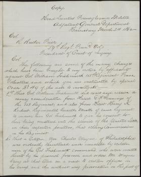 Letter from Andrew Gregg Curtin to R. Butler Price (Copy)