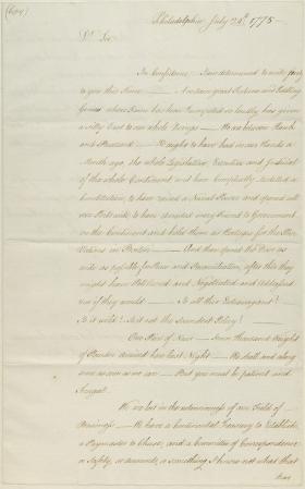 Letter from John Adams to James Warren (Copy)