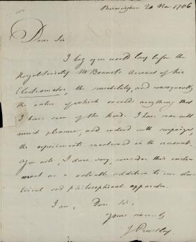 Letter from Joseph Priestley to Sir Charles Blagden
