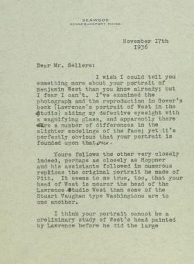 Letter from Newton Tarkington to Charles Sellers