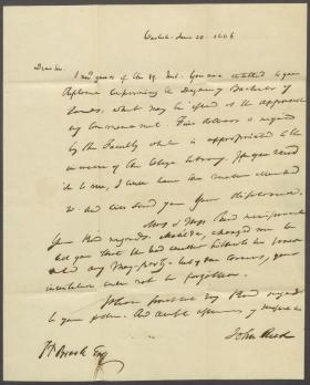 Letter from John Reed to John Brock
