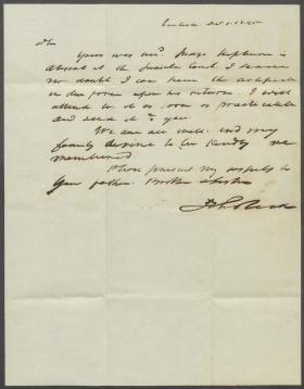 Letter from John Reed to John Brock