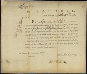 Warrant for Soldier’s Pay from John Dickinson for Alexander Parker
