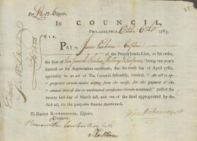 Warrant for Soldier’s Pay from John Dickinson for Isaac Vanhorne
