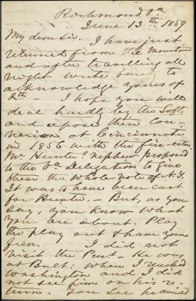 Letter from Henry Wise to Unknown Recipient