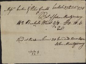 Receipt for Wheat from John Montgomery to Curtis and Peter Grubb