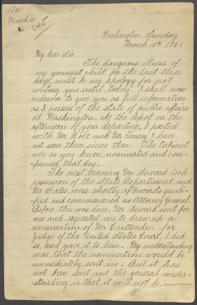 Letter from Edwin Stanton to James Buchanan (Copy)