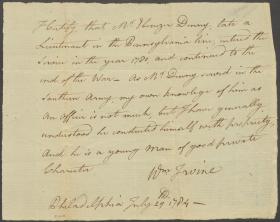 Letter from William Irvine to Unknown Recipient