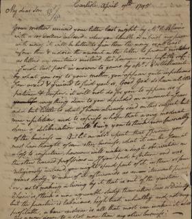 Letter from William Irvine to Callender Irvine