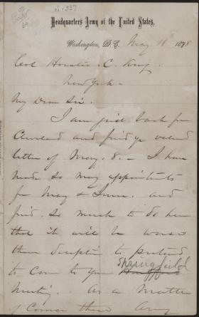 Letter from William Sherman to Horatio Collins King