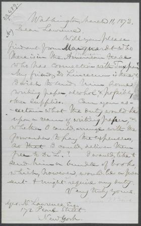 Letter from Spencer Baird to George Lawrence