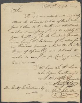 Letter from Samuel Atlee and Francis Johnston to John Dickinson