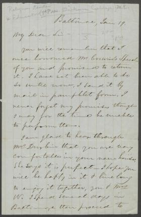 Letter from John Durbin to C. Walborn