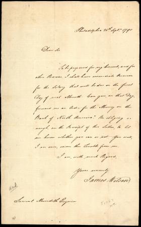 Letter from James Wilson to Samuel Meredith