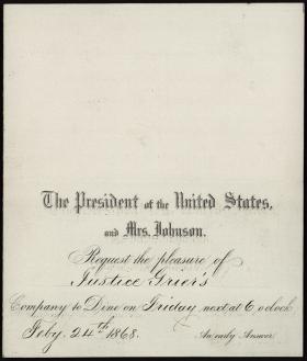 Invitation from Andrew Johnson to Robert Grier