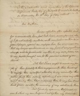 Letter from John Mason to the Associate Reformed Presbytery of New York
