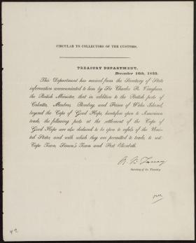 Letter from Roger B. Taney to Collectors of Customs