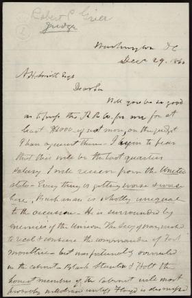 Letter from Robert Grier to Aubrey Smith