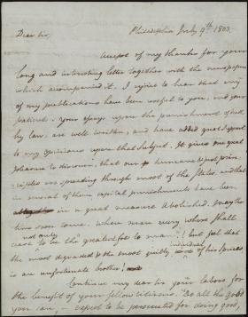 Letter from Benjamin Rush to Unknown Recipient