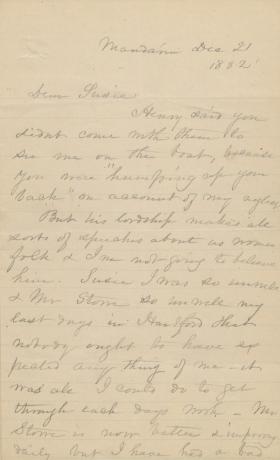 Letter from Harriet Beecher Stowe to Susie Howard