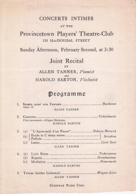 Provincetown Players’ Theatre-Club program