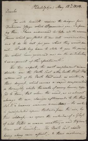 Letter from Benjamin Latrobe to Hugh Henry Brackenridge