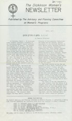 Dickinson Women's Newsletter (Apr. 1974)