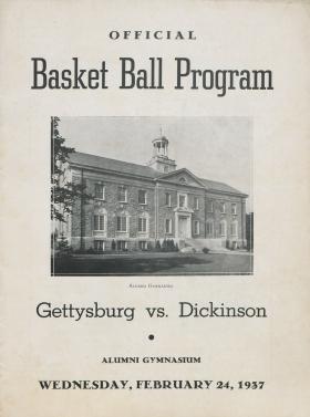 Dickinson vs Gettysburg Basketball Program (Feb. 1937)