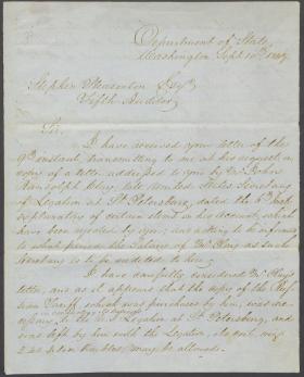 Letter from James Buchanan to Stephen Pleasonton