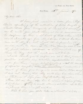 Letter from George Lawrence to J. H. McIlvaine (Draft)