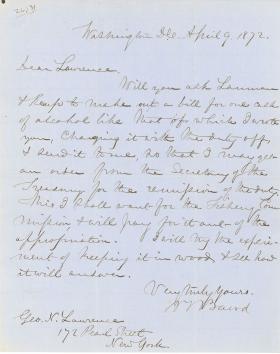 Letters from Spencer Baird to George Lawrence (Apr. - Jun. 1872)