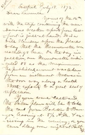 Letters from Spencer Baird to George Lawrence (Jul. – Aug. 1872)