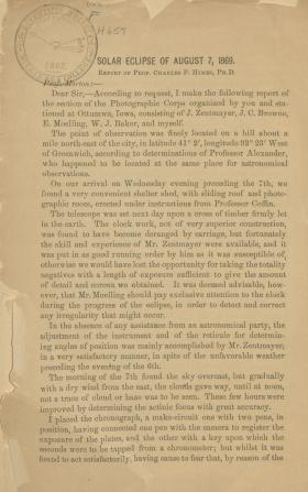 "Solar Eclipse of August 7, 1869," by Charles F. Himes