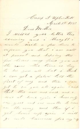 Letters from John Cuddy (April 1863)