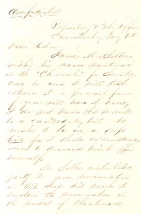 Letters from Alexander McClure to Eli Slifer, 1854-59