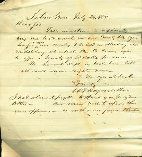 Letter from William Wagenseller to Unknown Recipient
