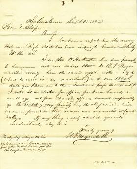 Letter from William Wagenseller and P. R. Wagenseller to Eli Slifer