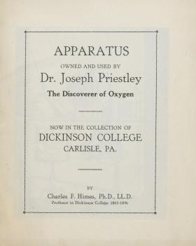 "Apparatus Owned and Used by Dr. Joseph Priestley," by Charles F. Himes