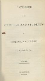Catalogue of the Officers and Students of Dickinson College, 1839-40
