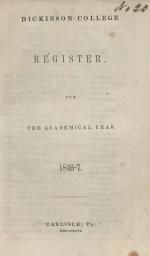 Dickinson College Register for the Academical Year, 1846-47